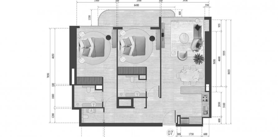 Квартира в Guzel Towers в Jumeirah Village Triangle, Дубай, ОАЕ 2 спальні, 99.8м2 № 564844