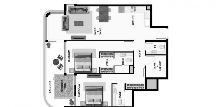 Apartment in Samana Rome in Meydan, Dubai, UAE 2 bedrooms, 109.63 sq.m. № 573856