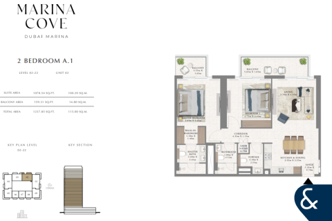 Dzīvoklis Dubai Marinajā, AAE 2 istabas, 115 m2 Nr. 666939 - attēls 8