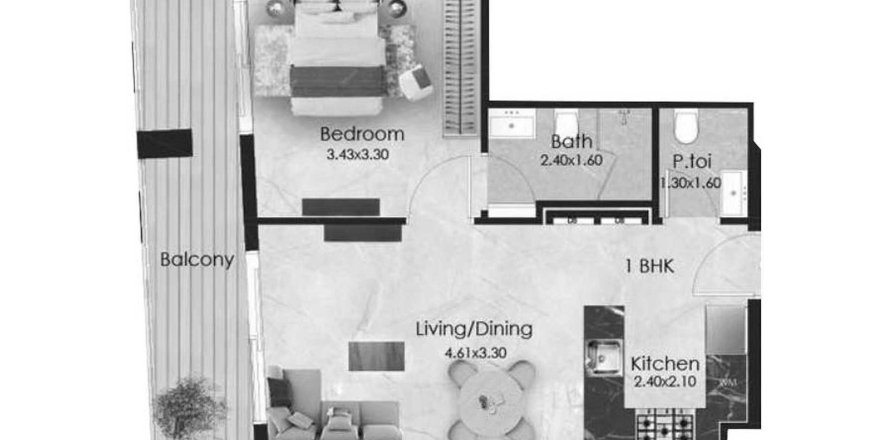 Apartman u Aristo u Dubai South (Dubai World Central), UAE 55 m2, 1 spavaća soba Br. 694566